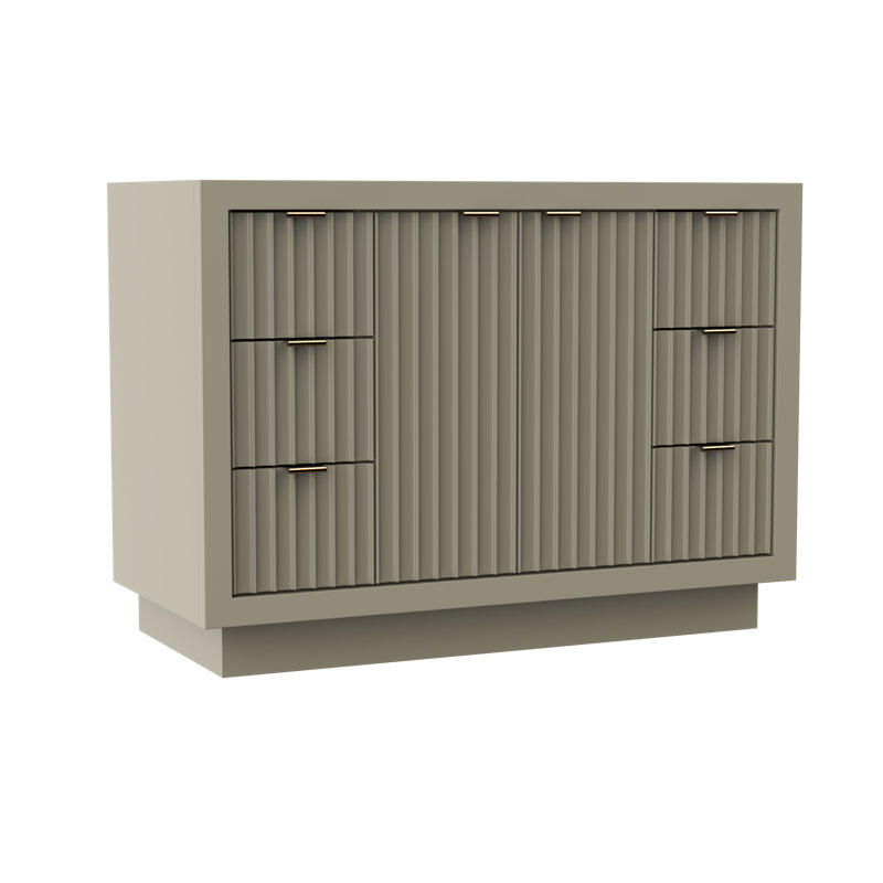 Lecrieú Single Extra Wide Bath Vanity, French Olive, 48", Champagne Bronze