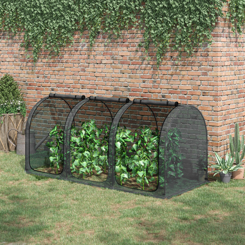 47.25' W x 47.25' D Mini Greenhouse, 47.25" H x 106.25" W x 47.25" D, Black