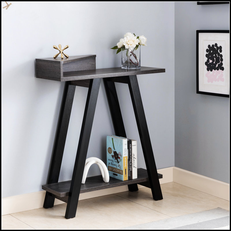 Contemporary Two Toned Console Table With Spacious Top And Shelves, Perfect For Display And Storage In Modern Homes., White