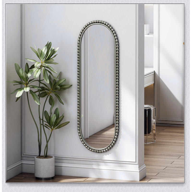 Iron Art Oval Retro Mirror, Antique Effect,Wall Hanging,Suitable For Living Room,Bedroom, Entrance (Silver), Silver