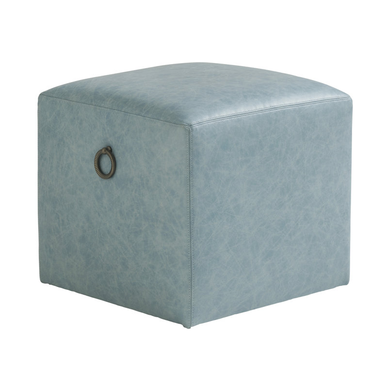 Ocean Breeze 20.5" Genuine Leather Square Standard Ottoman