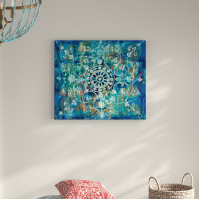 «Mandala in Blue I», reproduction de peinture à l'acrylique sur toile