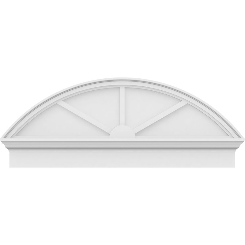 46"W x 18-3/8"H x 2-3/4"P Segment Arch 3 Spoke Architectural Grade PVC Combination Pediment, 18-3/8" H  x 46" W  x  2-3/4" D