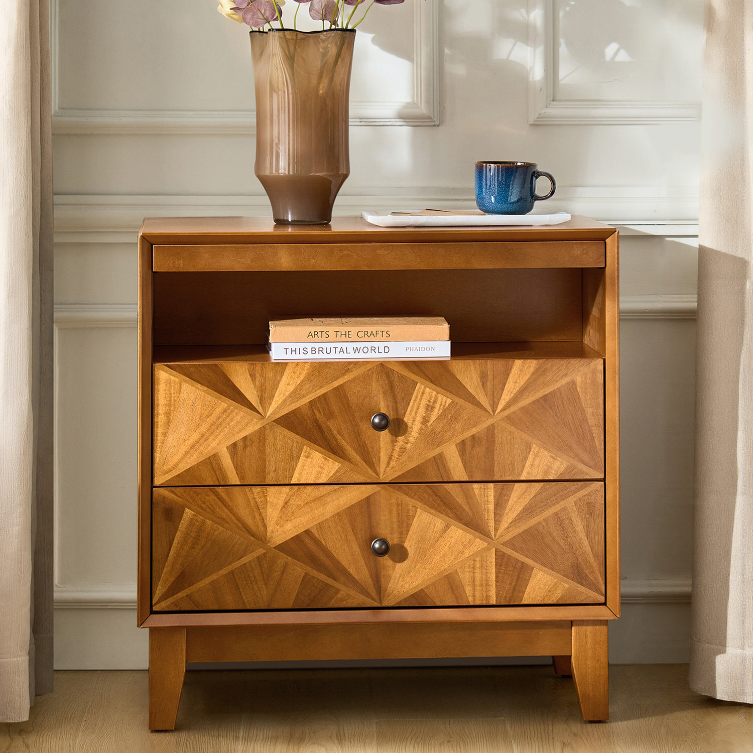 Realspace Peakwood 65 W Computer Desk With Hutch And Wireless Charging ...