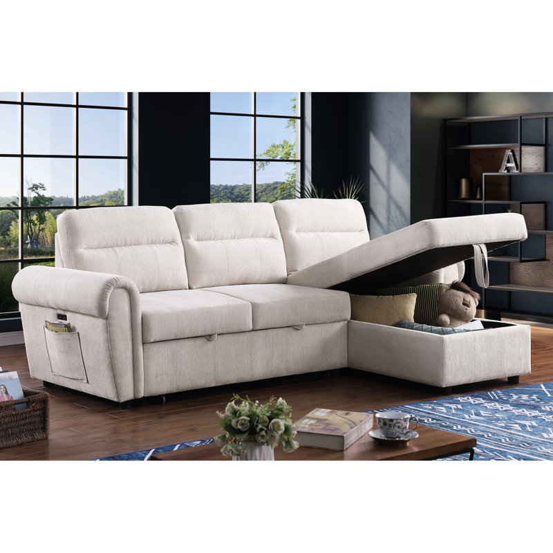 Canapé modulaire en chenille avec canapé-lit réversible et rangement