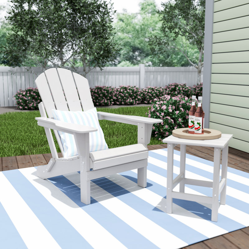 Chaise Adirondack pliante en plastique avec table Laguna, Blanc
