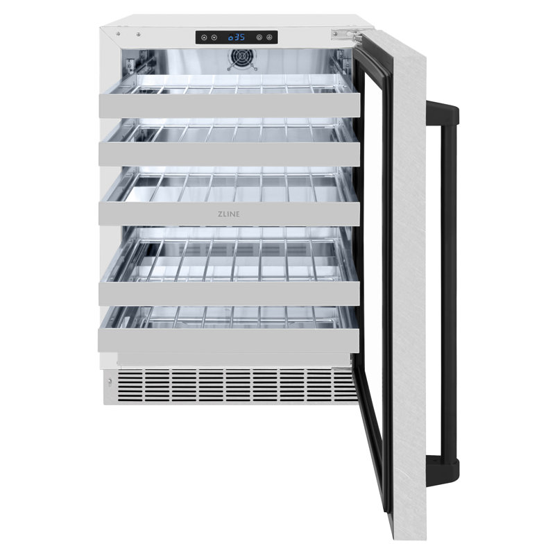 ZLINE Autograph 24" Touchstone Wine Cooler w/ DuraSnow Glass Door & Black Handle, Satin Stainless Steel/Matte Black