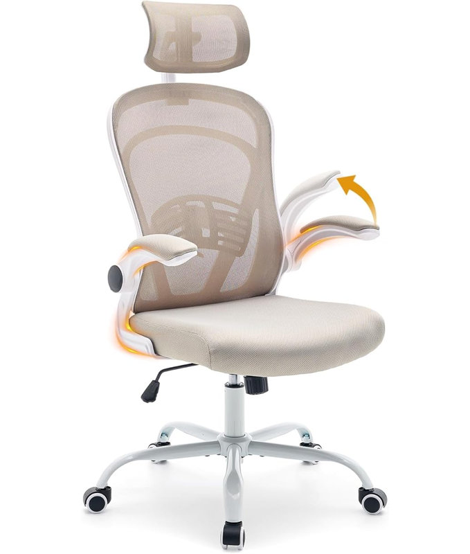 Brayden Studio Office Chair, Beige, White