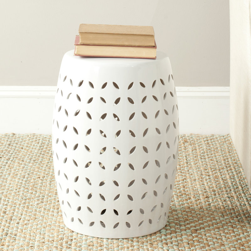 Tabouret de jardin en céramique Feliciana, Blanc
