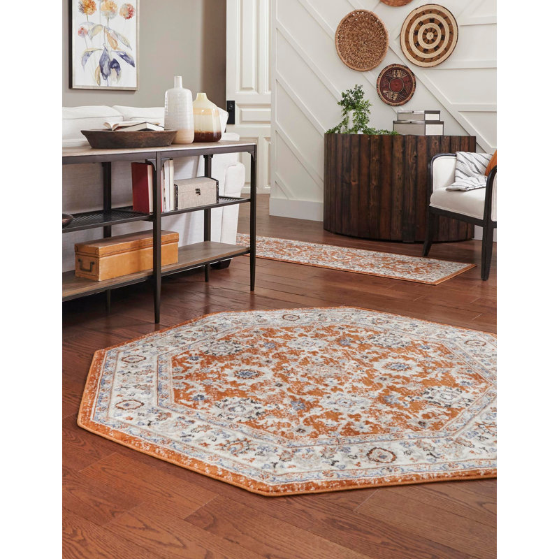 Floral 63cm X 63cm Area Rug, Octagon 238.8cm x 238.8cm