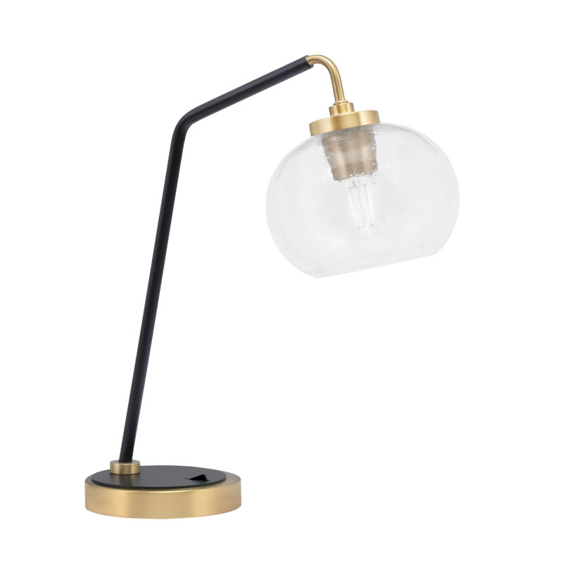 Lampe de bureau Brete, Transparent, Noir mat / laiton, H 17,25 po x l 7 po x P 7 po