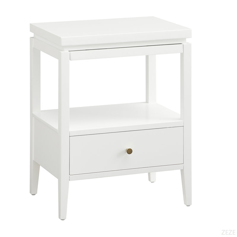 White 1-Drawer Nightstand, White