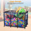 Kierah Metal Frame 10 Wheels Rolling Mesh Pool Float Storage Bin with Side Pockets Blue-1900103839