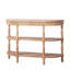 Console en bois massif fabriquée à la main avec bordure tressée, étagères de rangement à 3 niveaux, table d'entrée ovale avec pieds sculptés, table d'appoint rustique de style bord de mer, table de canapé de couloir de 124 cm