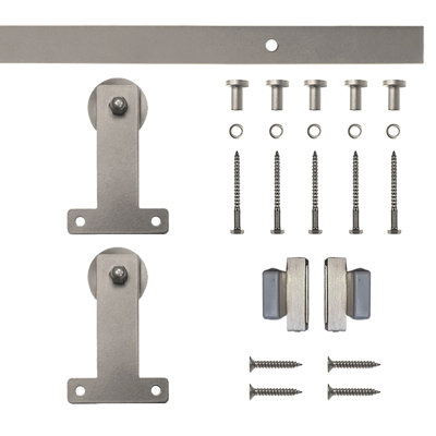 Front Mount Mini Standard Single Track Barn Door Hardware Kit (Door Not Included)
