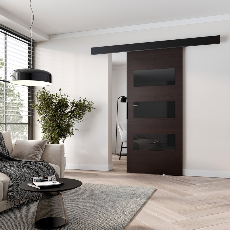 Sliding Door Prim E, Interior Door, 96cm x 205cm, Wenge/Black