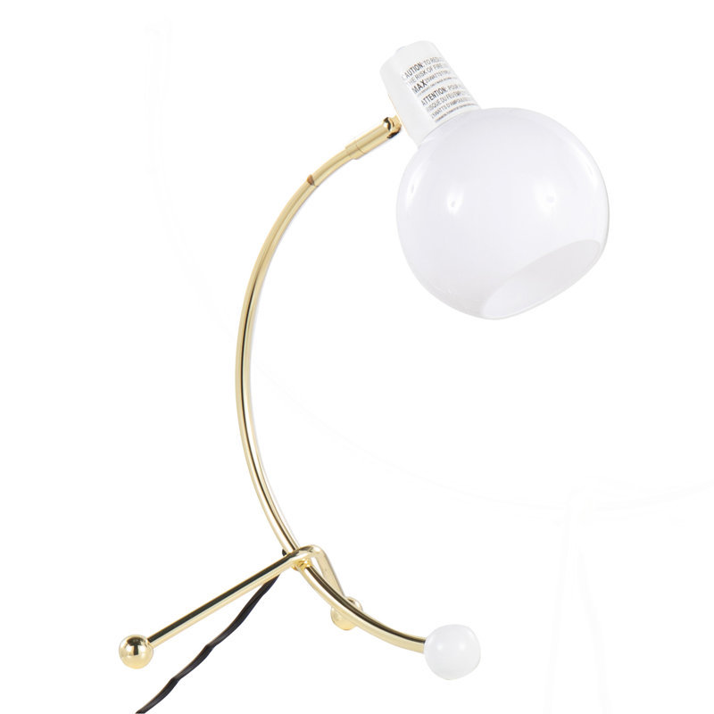 Lampe de travail contemporaine Eileen en métal doré et abat-jour en plastique blanc