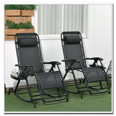 Ensemble de chaises longues berçantes pliables zéro gravité Outsunny
