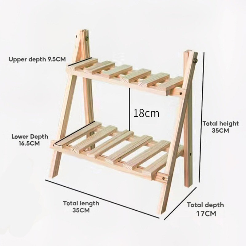 2-Tier Desktop Storage Organizer Countertop Storage Shelf Foldable 2 Tier Ladder