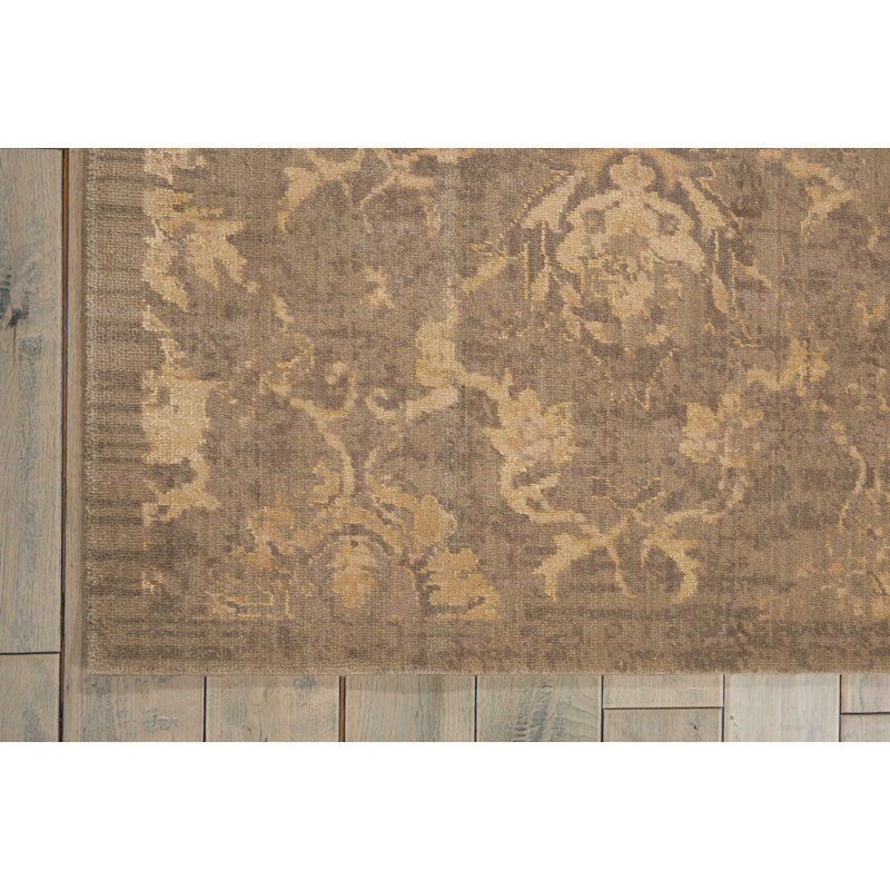 Tapis en laine/soie mousse mousse Forres, Rectangle 8 pi 6 po x 11 pi 6 po
