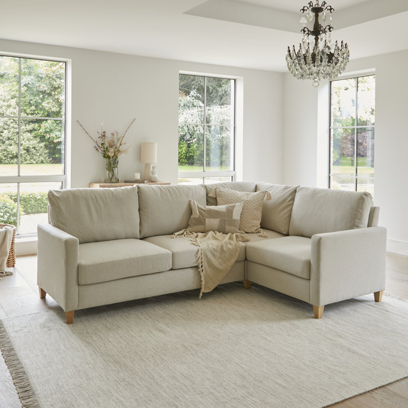 Aharshi Corner Sofa - Left Hand - Sand with Pale Oak Legs, Left Hand Facing, Black Oak Legs, Ink
