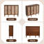 Armoire de rangement d'appoint à 4 portes avec tablettes réglables et portes à panneaux cannelées Bachman, style Mid-Century moderne