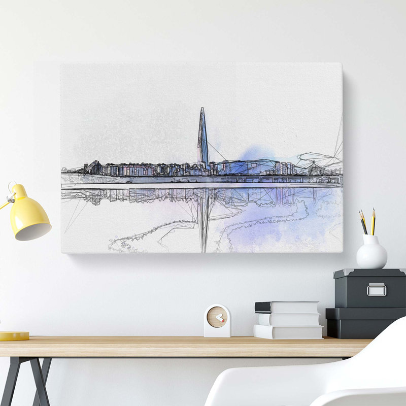 Seoul Skyline in South Korea in Abstract - Wrapped Canvas, 50cm H x 76cm W x 3cm D
