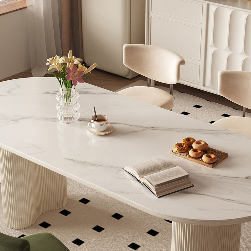 Table de salle à manger Thick, H 29,5 po x L 55,1 po x l 27,5 po, Blanc
