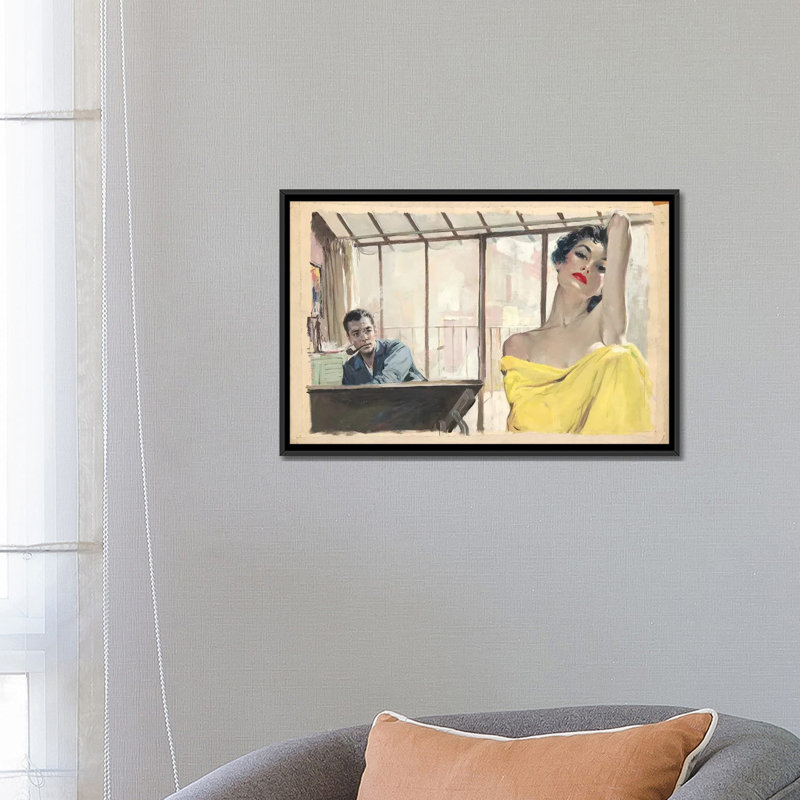 «Posing» par Ernest Chiriacka, reproduction sur toile tendue sur châssis, Toile encadrée noire, H 18 po x l 26 po x P 1,5 po