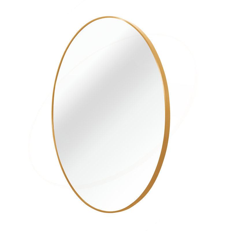 Metal Round Bathroom Mirror, 32" x 32", Gold