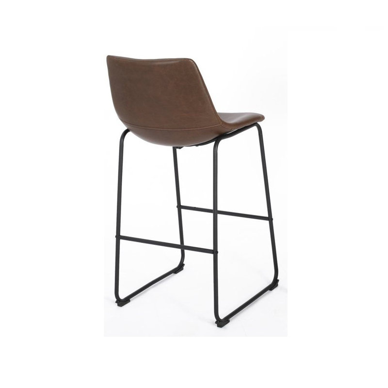 Cleotis 26" Counter Stool, Brown Faux Leather/ Black Frame
