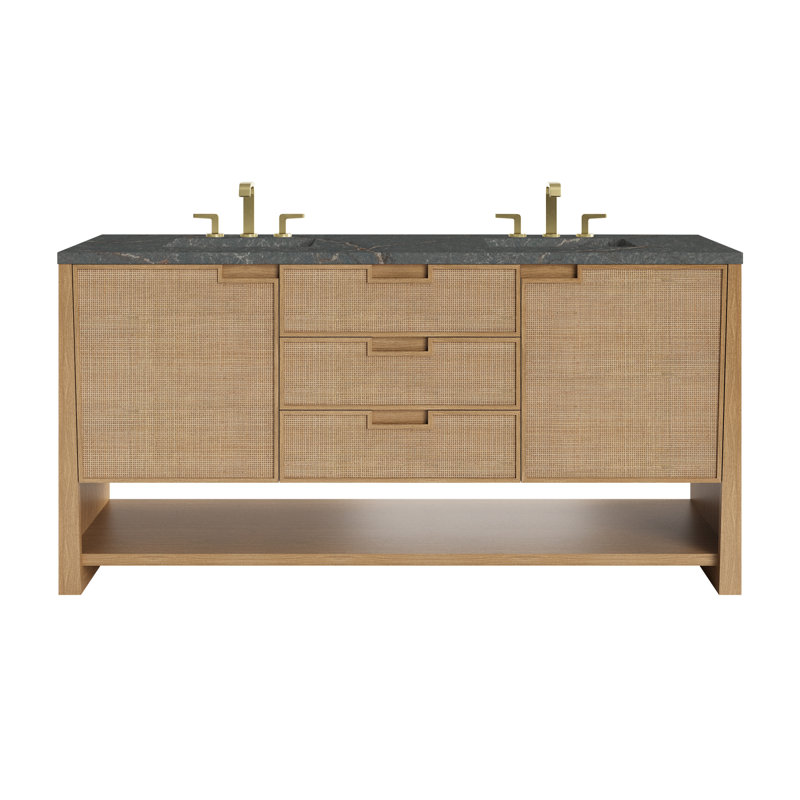 Solene 72'' Double Bathroom Vanity with Top, Parisien Bleu, Widespread