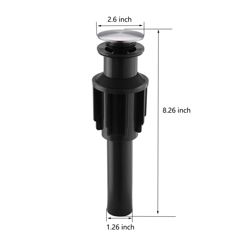 Drain escamotable de lavabo de salle de bain sans trop-plein, Nickel brossé