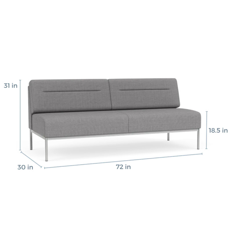 Canapé Darsey, Sans alimentation, Argent argent, Gris chambray