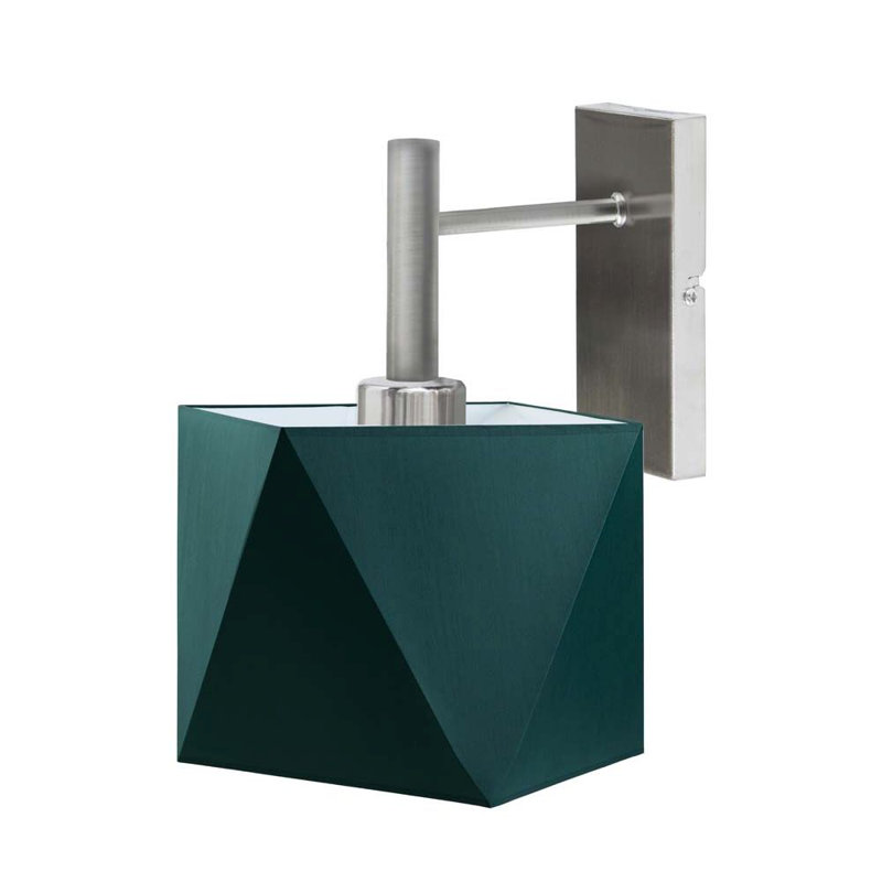 Aweys Steel Armed Sconce, Brushed Steel, Bottle Green