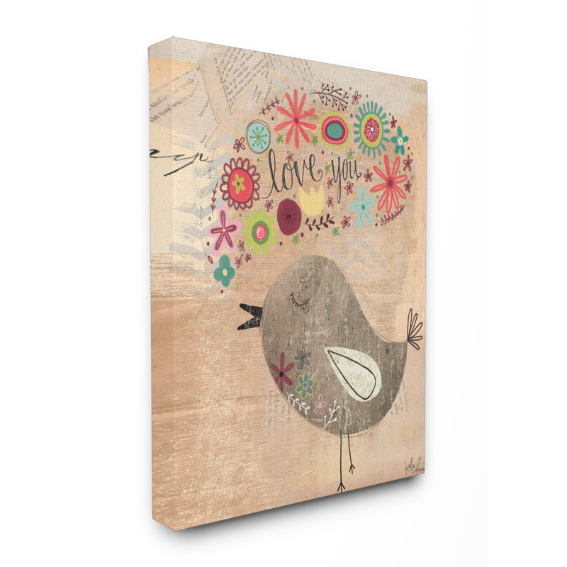 « love you little oiseau », reproduction d’impression, H 30 po x l 24 po, Toile