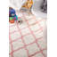 Tapis performance blanc / rose à poils longs et motif à treillis Cuanaic-1602497393