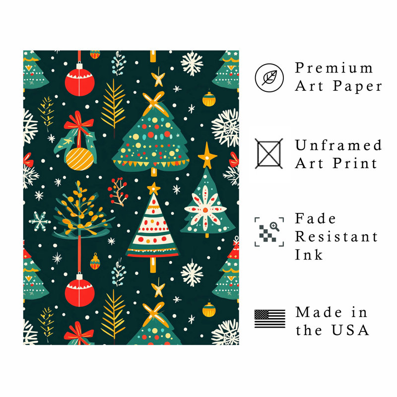 «Holiday Christmas Tree Dreams II», reproduction d'art moderne sans cadre, H 16 po x l 12 po