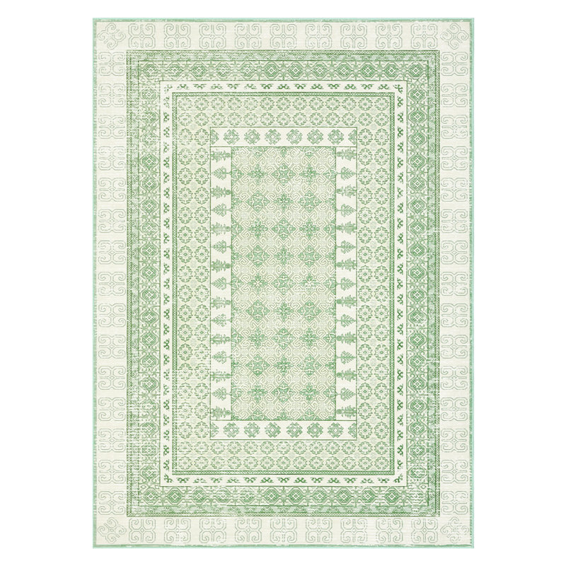 Vintage Oriental Geometric Area Rug, Washable Non-Slip Low-Pile Carpet, Foldable Portable Tribal Print Rug for Living Room, Bedroom, Kitchen, Hallway