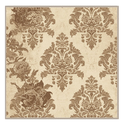 Machine Washable Pantelis Traditional Damask Rug in Beige – Beige Binding