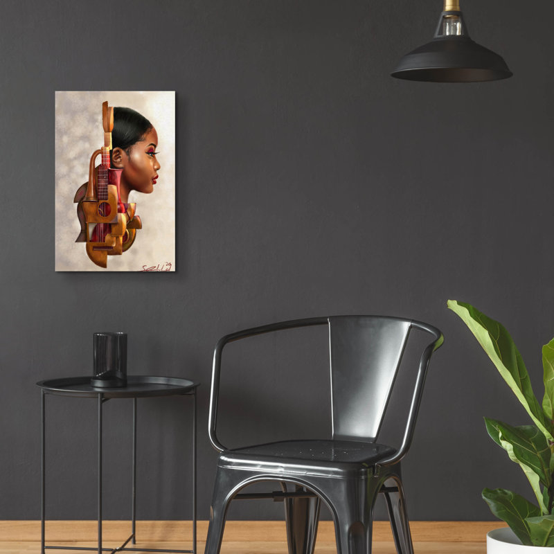 «Mahogany Strings» par Salaam, art mural en verre acrylique, H 24 po x l 16 po x P 0,2 po