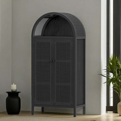 Double Door Rattan Dustproof Bookcase