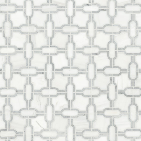 Calabria Frost Grid 12 in. x 12 in. Polished Marble Mosaic Floor and Wall Tile