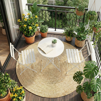 Ensemble bistro de patio pliable en métal 3 pièces peu encombrant - table d'extérieur / intérieure résistante aux intempéries et 2 chaises pliantes - aucun assemblage requis - idéal pour balcon, jardin, porche, terrasse - rose