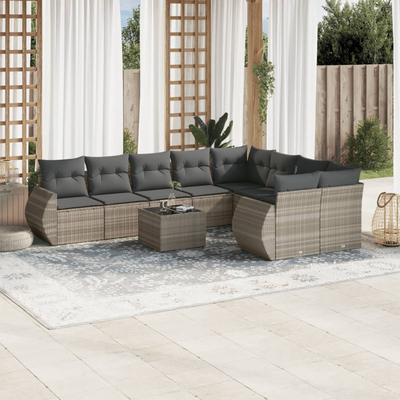  Ensemble de canapé de jardin gris clair, gris foncé, Gris foncé, Gris clair
