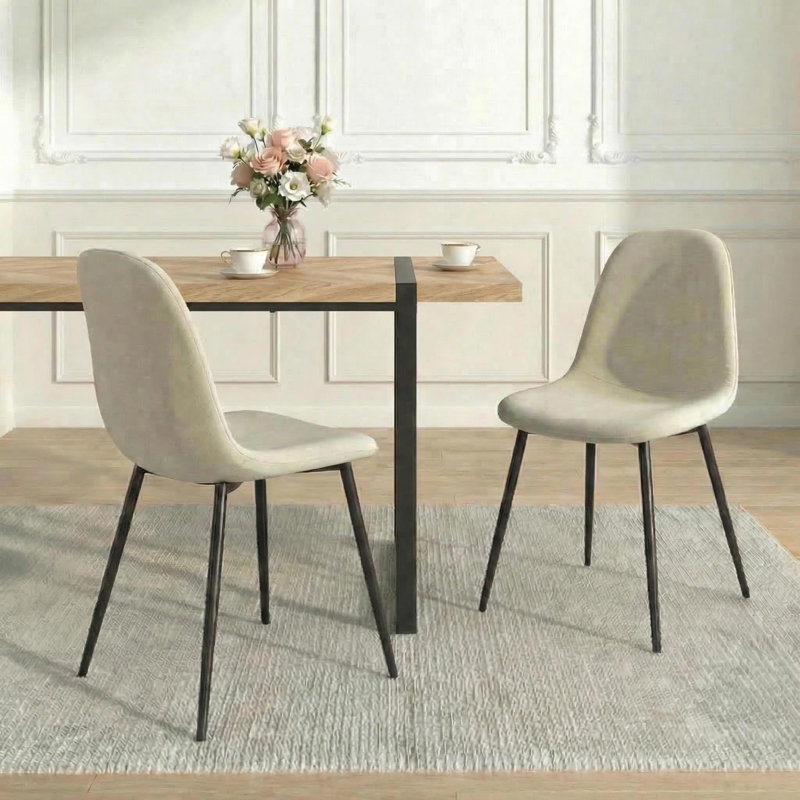 Modern Industrial 5-piece Dining Set, 59" Rectangular Table&4 Upholstered Chairs