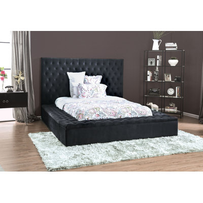 Lit plateforme tapissier avec rangement Estefany