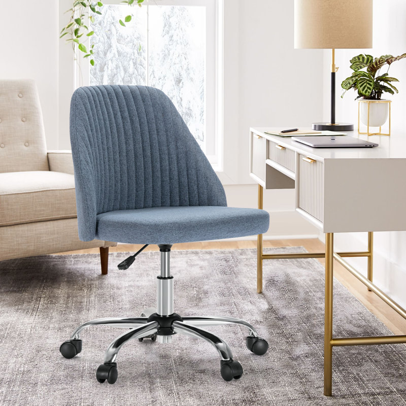 Task Chair Office Desk Chair Make Up Chair With Wheels(Set Of 2), Blue
