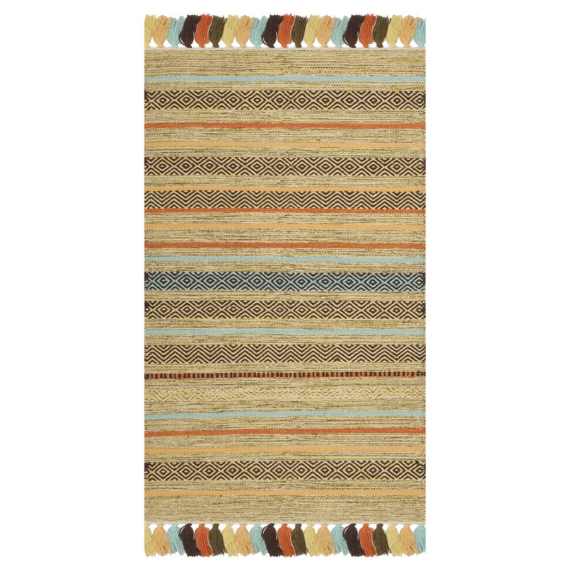 Montauk Hand Woven Cotton Striped Rug, Rectangle 2'6" x 4'