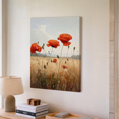 Golden Poppies Canvaspeaceful Floral Field Canvas Wall Art Ready To Hang Gallery Wrapped Home Decor Modern Design Premium Quality Decor